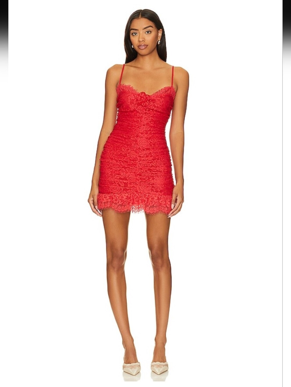 For Love And Lemons Della Lace Mini Dress in Red Size Small